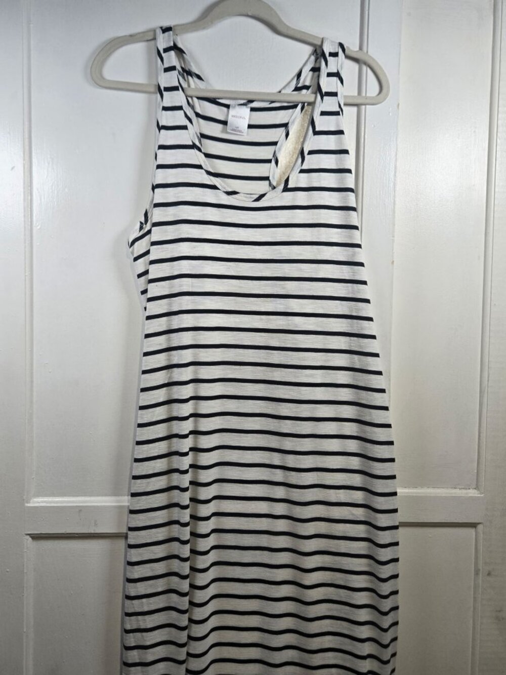 Merona Women’s Large Black White Striped Maxi Dress Racerback Sleeveless Target